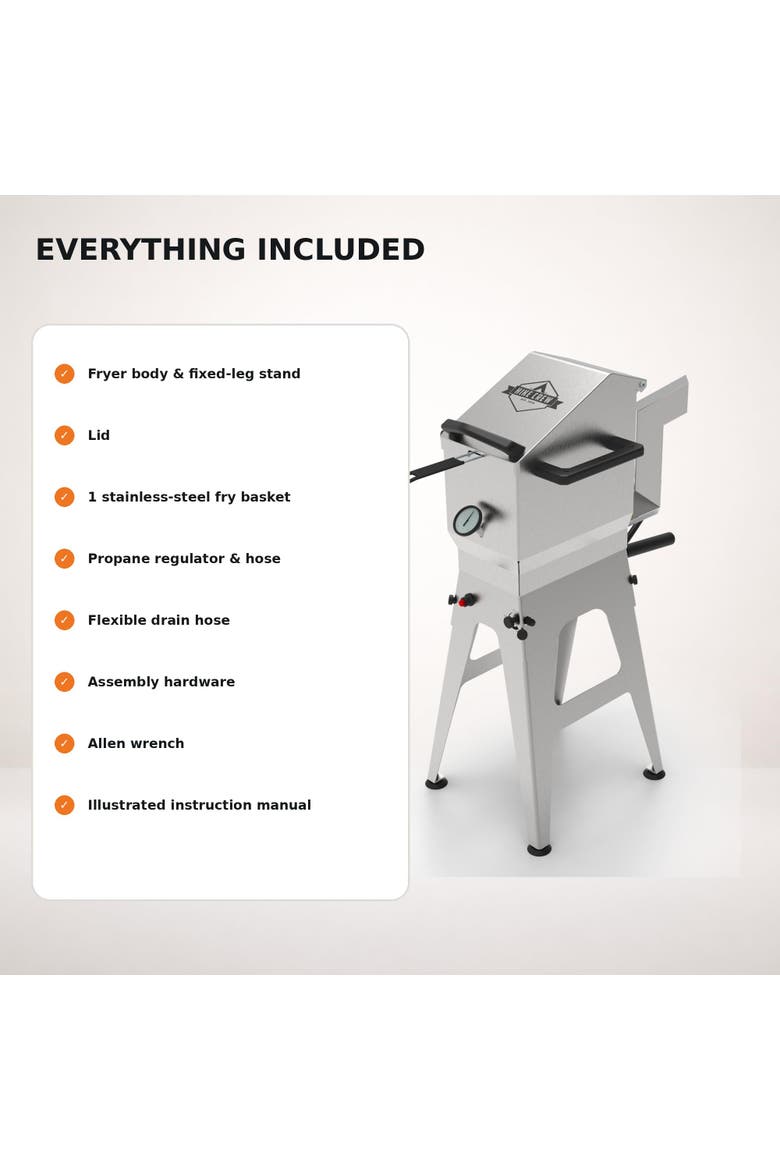 Propane Deep Fryer, Single Basket 57,000 BTU Outdoor Fryer, 3.44-Gal Oil Capacity, Alternate, color, Stainless Steel