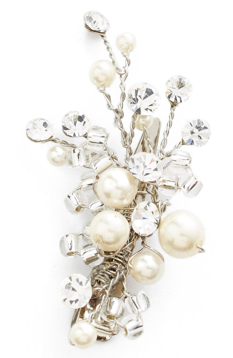 Wedding Belles New York Glass Pearl & Crystal Hair Clip, Main, color, 