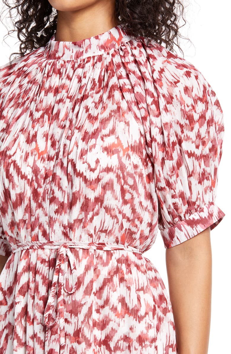 Maggy London Puff Sleeve Pleated Midi Dress, Alternate, color,