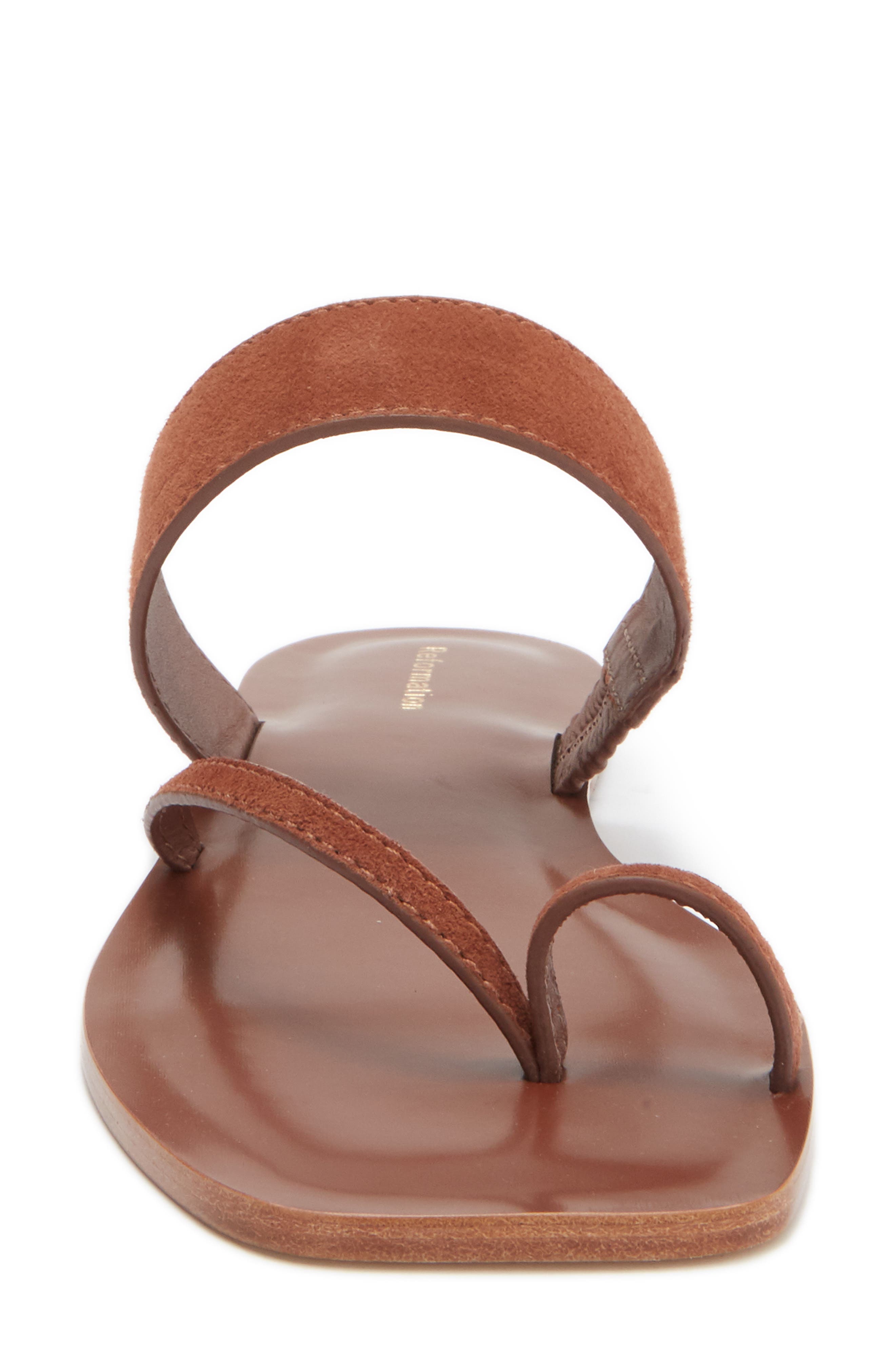 Reformation Sawyer Toe Loop Slide Sandal, Alternate, color, Walnut Suede