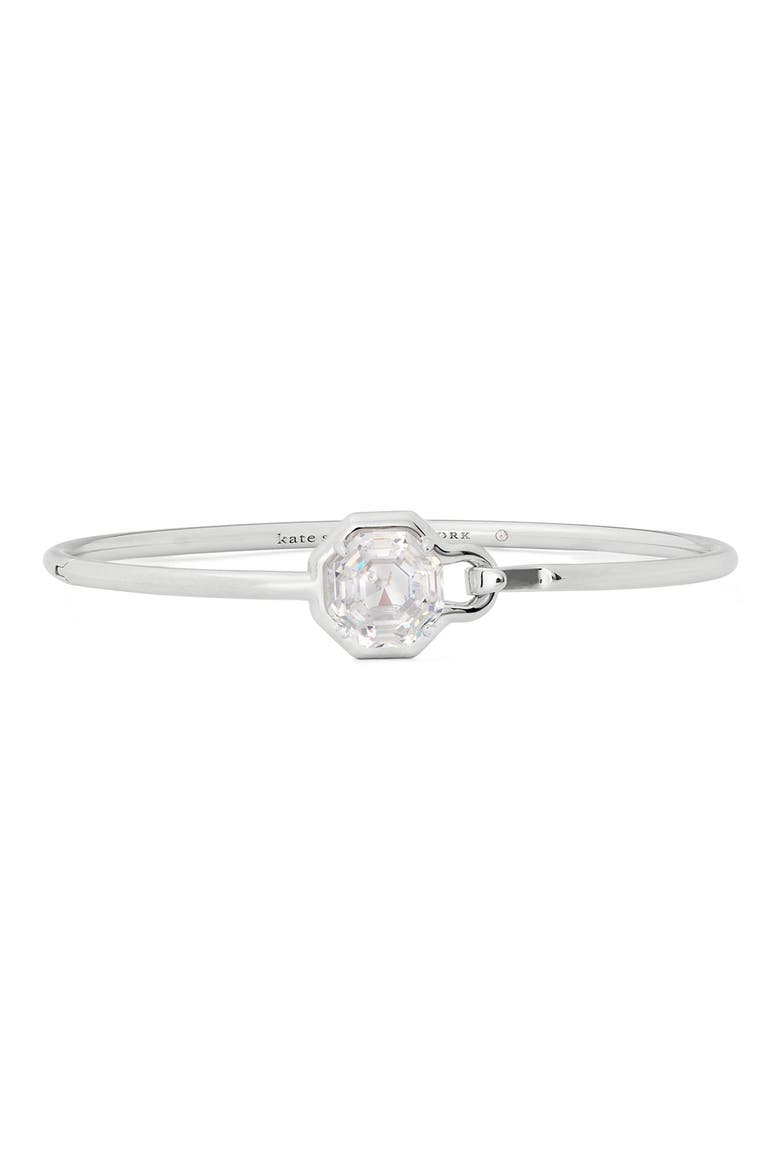 Opulence Octagon Stone Bangle, Alternate, color, CLEAR/ SILVER