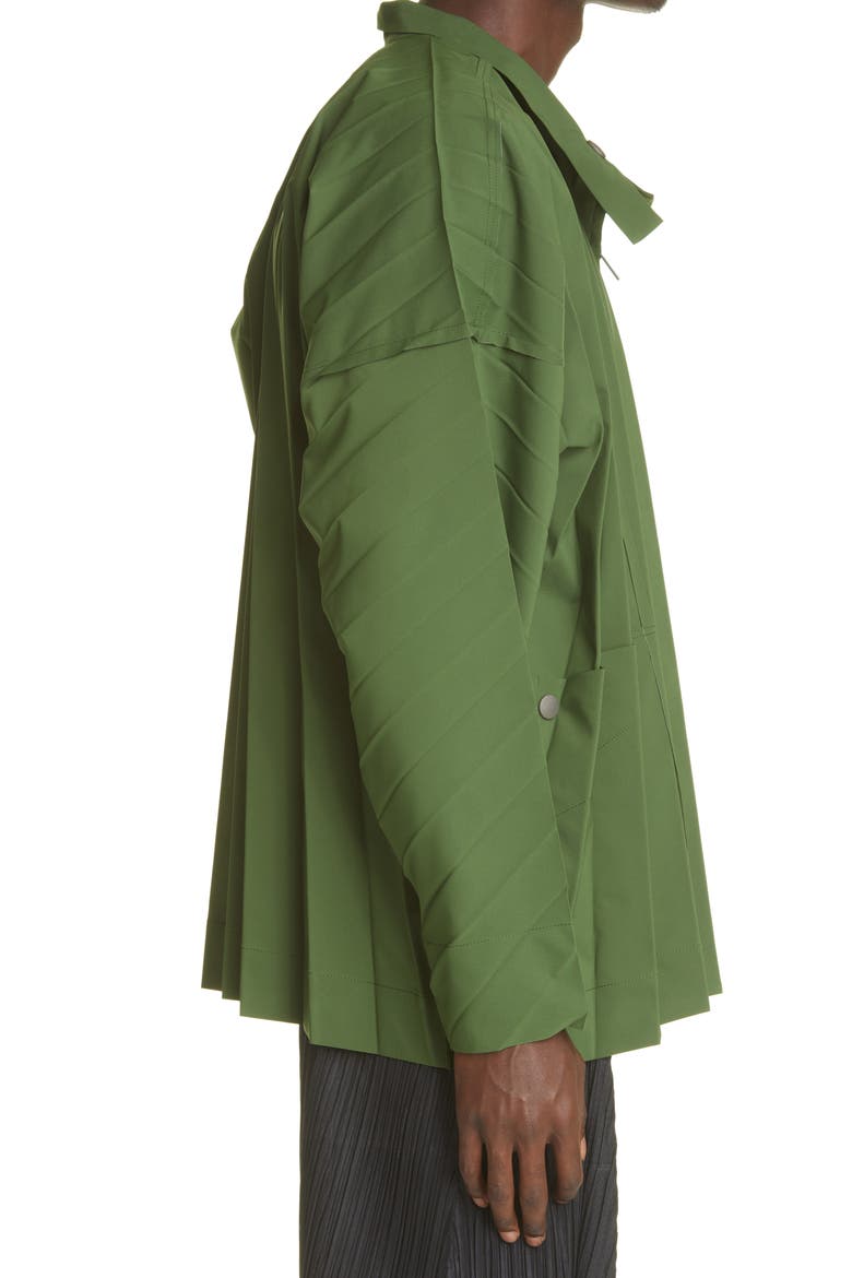 Edge Water Repellent Pleated Coat, Alternate, color, GREEN/ TEAL GREEN