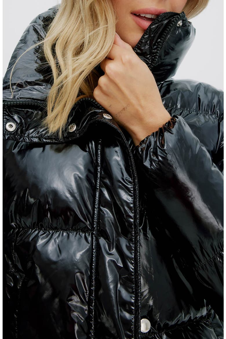 Coco Crop Water Resistant Puffer Jacket, Alternate, color, BLACK