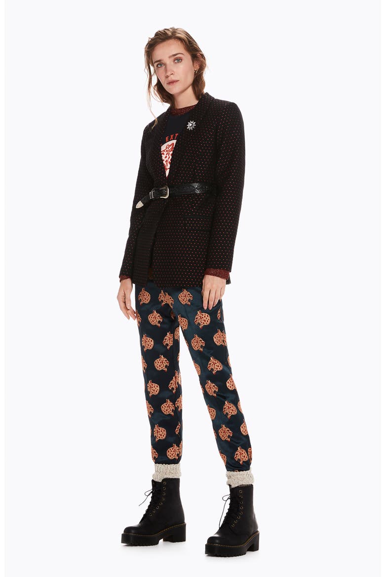 Tailored Stretch Jacquard Blazer, Alternate, color, BLACK W/ SMALL STAR PRINT