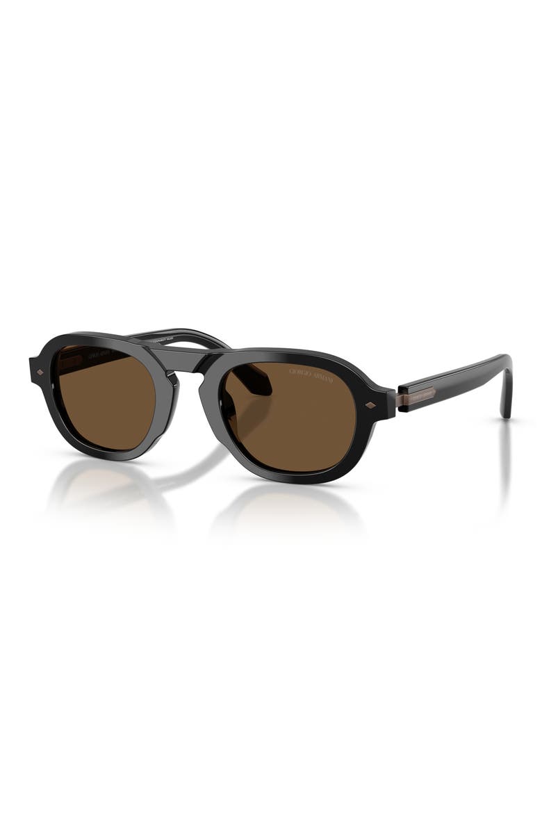 49mm Keyhole Pillow Sunglasses, Alternate, color, BLACK / DARK BROWN