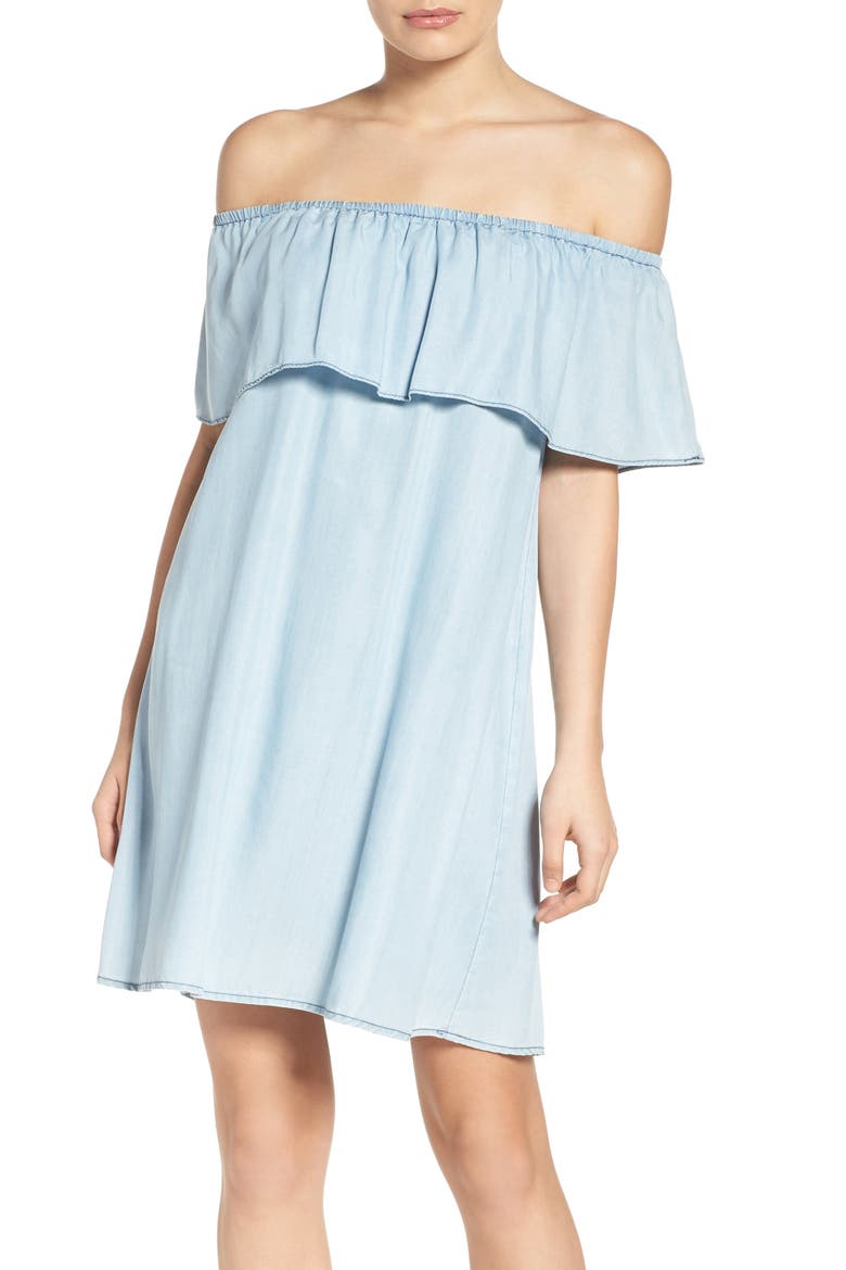 BB Dakota Maci Off the Shoulder Dress, Main, color, LIGHT BLUE