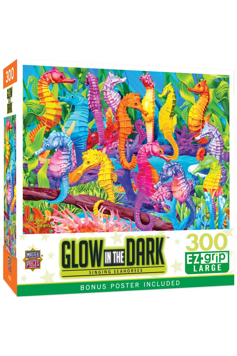 Singing Seahorses 300 Piece Glow Puzzle, Main, color, Multicolor