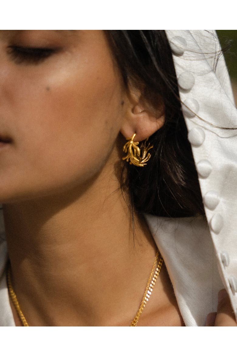 Zephyr Hoop Earrings, Alternate, color, Brass