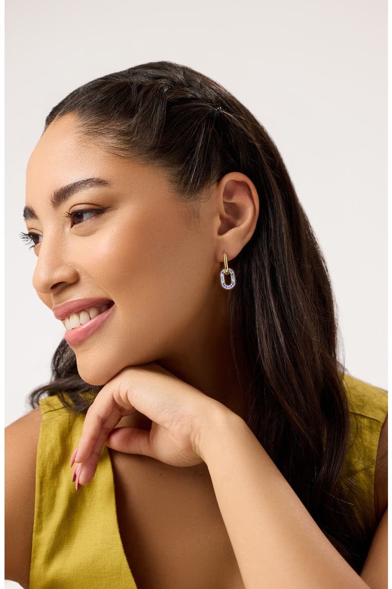 Double Hoop Earrings - Ash Double Marble Blue, Alternate, color, Gold
