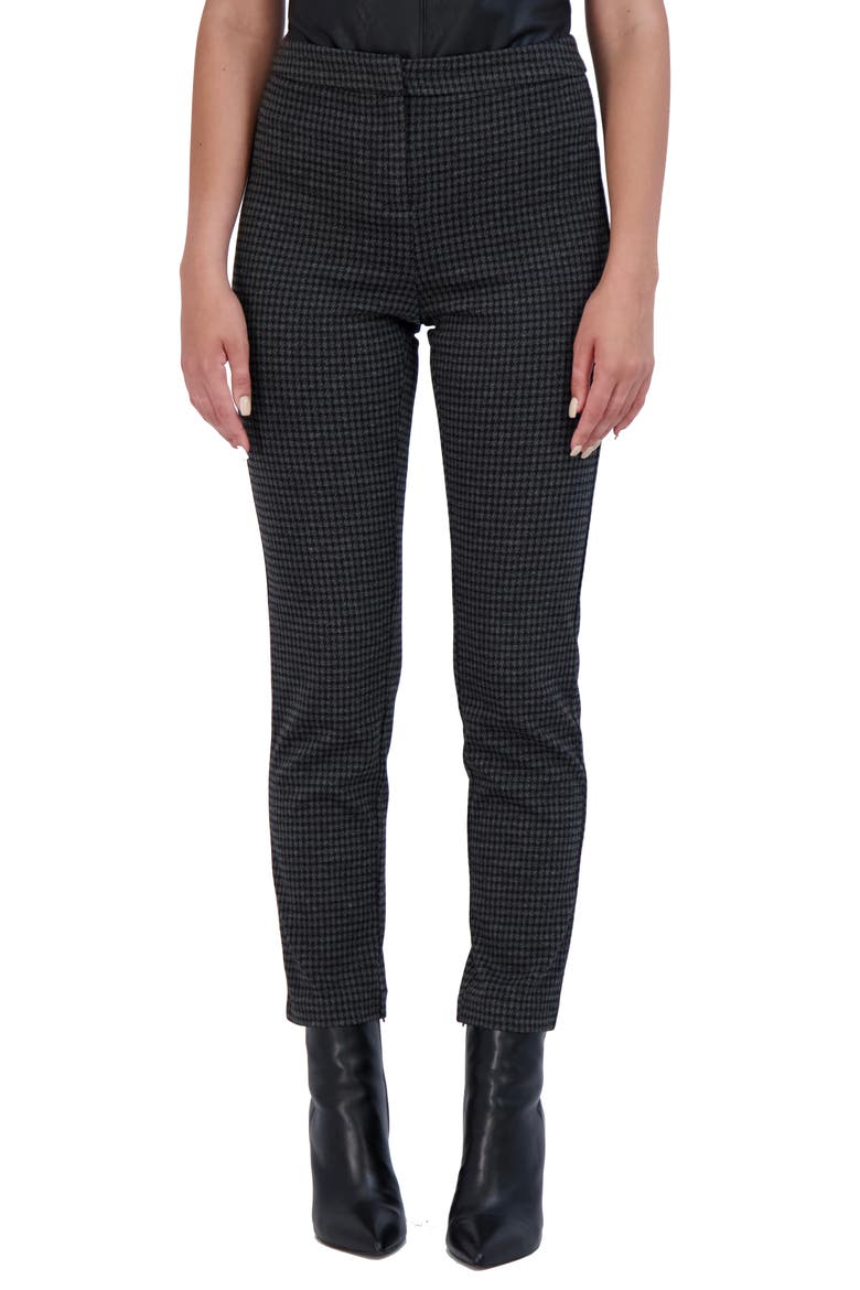 Plaid Knit Trousers, Main, color, BLACK/ GREY