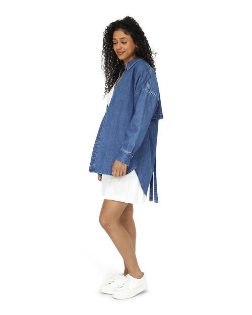 Belle & Bloom Into Him Oversized Denim Shirt In Blue