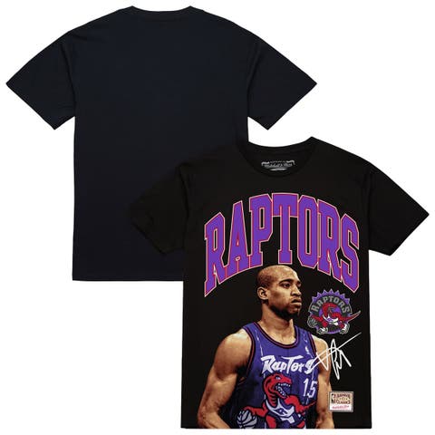 Men's Mitchell & Ness Vince Carter Black Toronto Raptors Hardwood Classics Player Arch T-Shirt