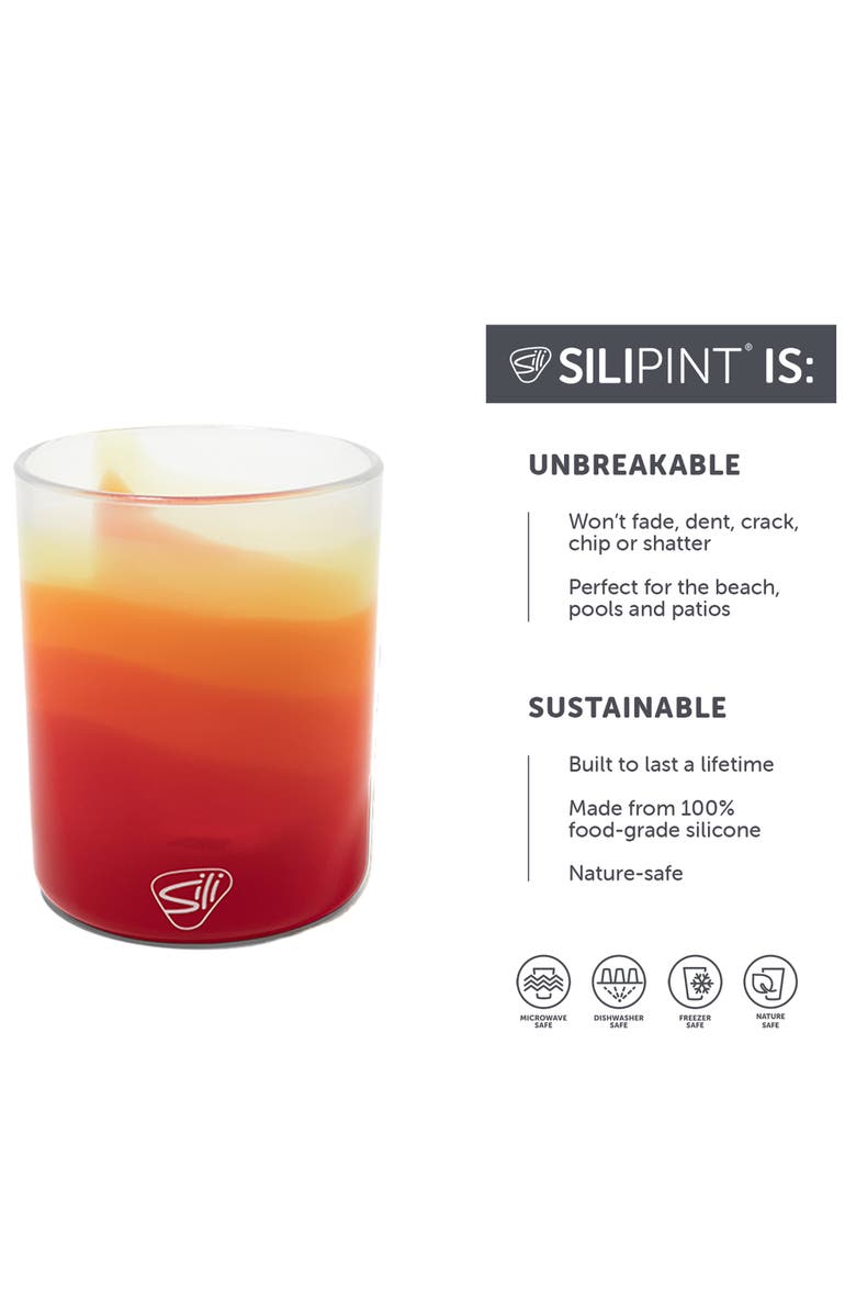Silipint Rocks Silione Glasses 12oz 2 Pack, Marigold, Alternate, color, Multicolored