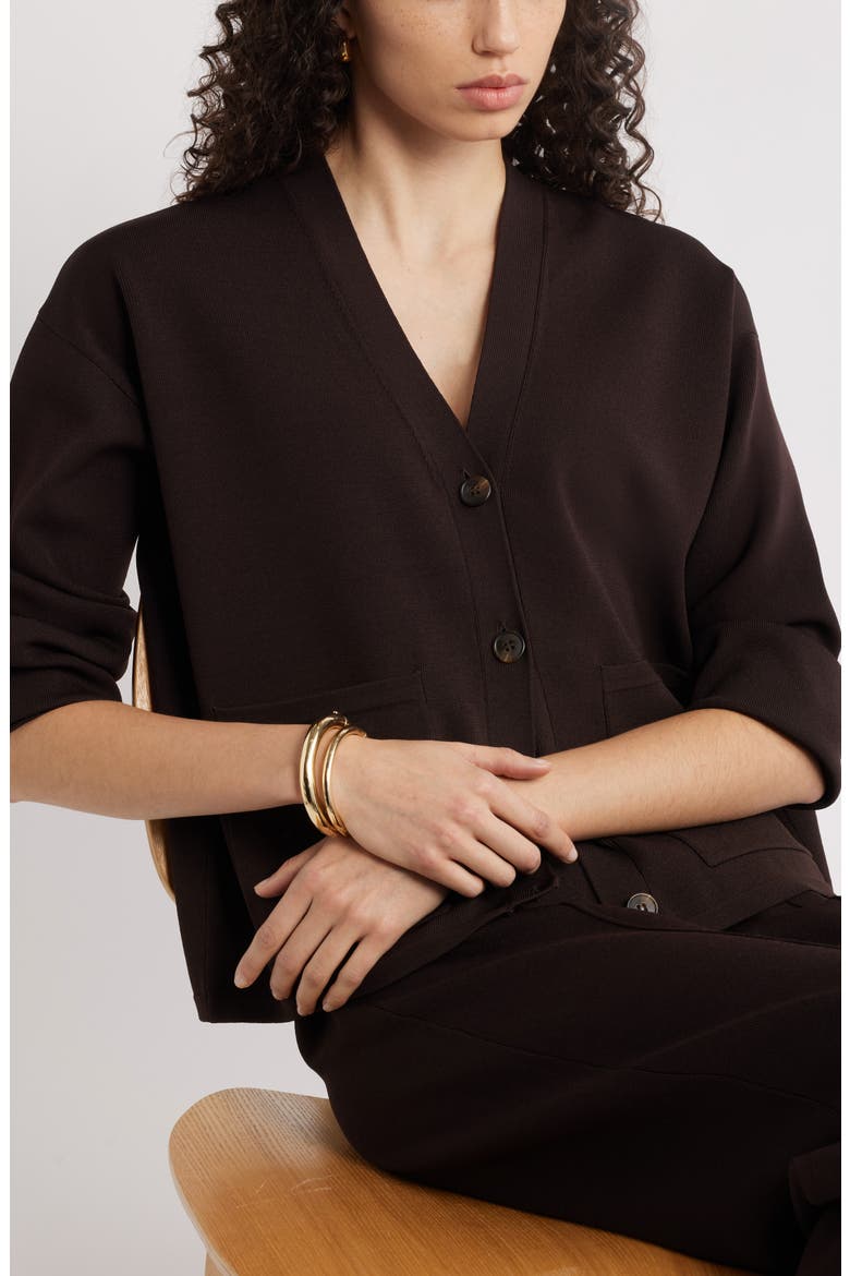 V-Neck Cardigan, Alternate, color, BROWN GANACHE
