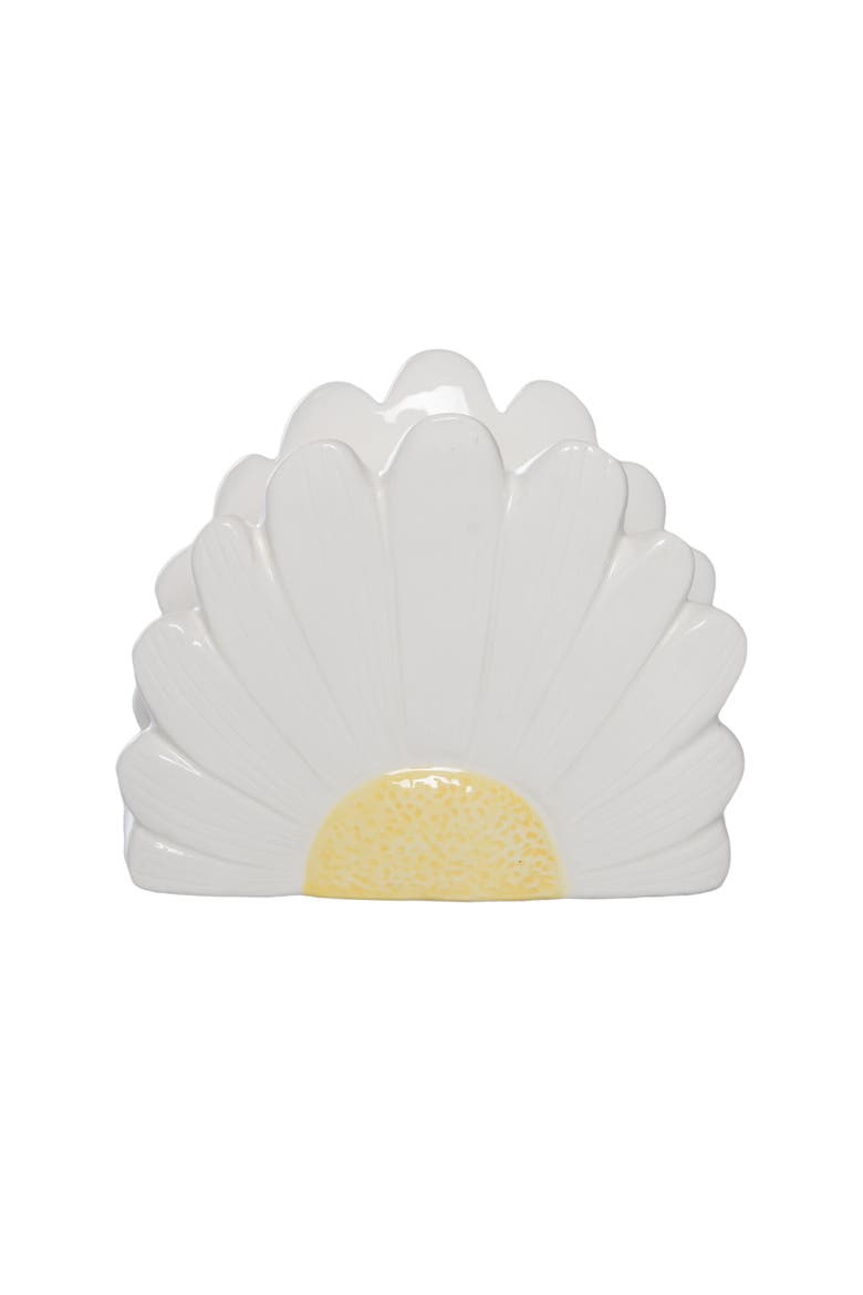 Dolomite Daisy Napkin Holder White and Yellow for Spring Serving and Entertaining, Alternate, color, Multicolored