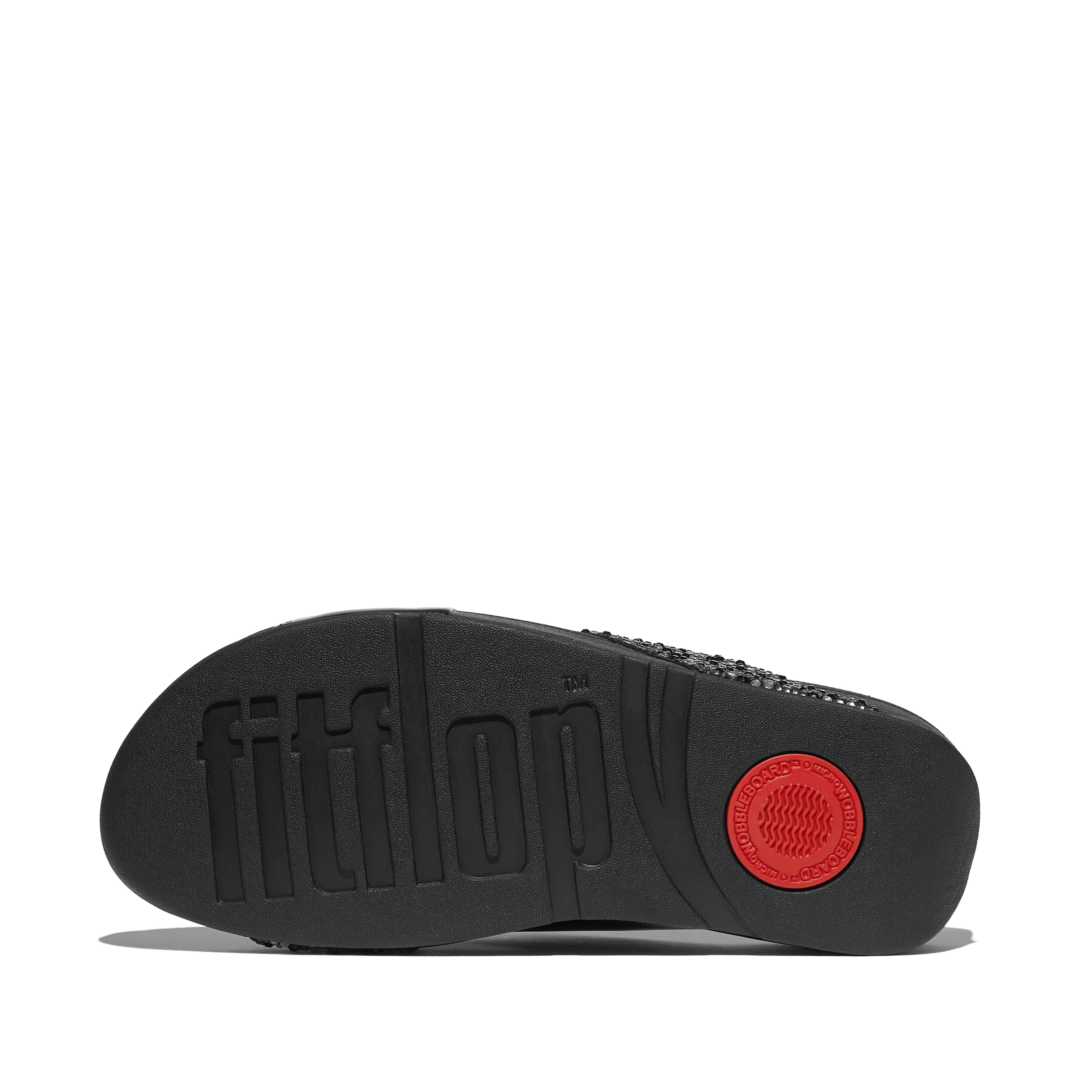 FitFlop Lulu Crystal-mix  metallic cross slides, Alternate, color, All Black