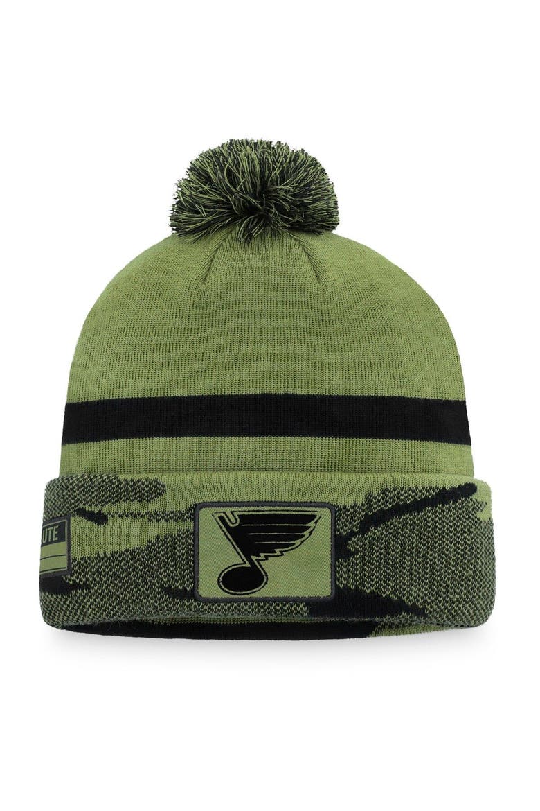 Men's Fanatics Branded Camo St. Louis Blues Military Appreciation Cuffed Knit Hat with Pom, Main, color, Camo