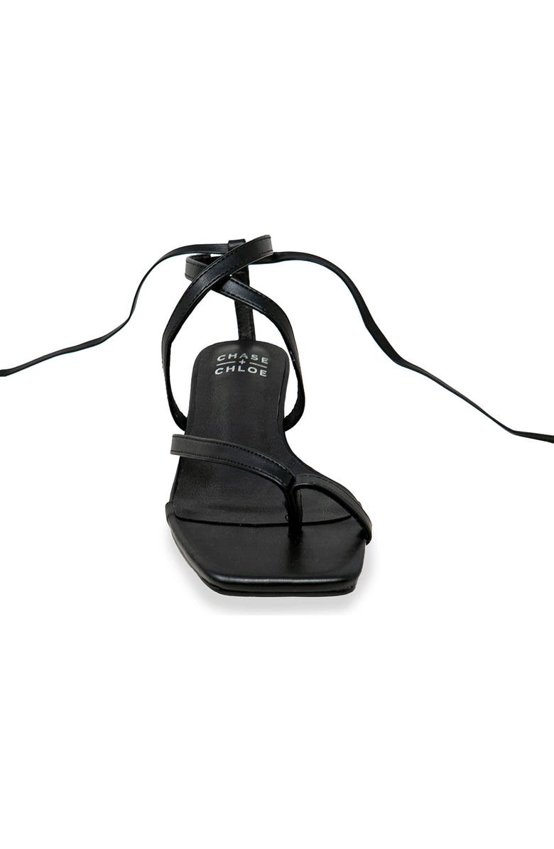 CHASE AND CHLOE Lace-Up Kitten Heel Sandal, Alternate, color, Black