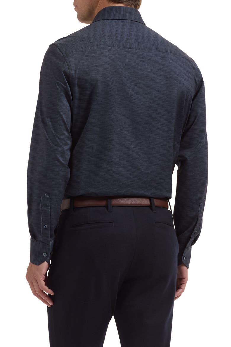 James OoohCotton® Herringbone Print Button-Up Shirt, Alternate, color, NAVY
