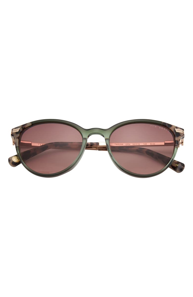 Ted Baker 52mm Round Sunglasses, Main, color, Green Crystal