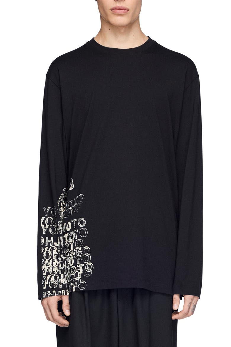 GFX Logo Long Sleeve Cotton Graphic Polo, Main, color, BLACK