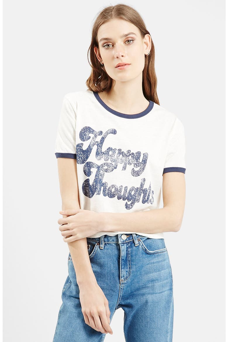 'Happy Thoughts' Graphic Tee, Main, color, CREAM MULTI