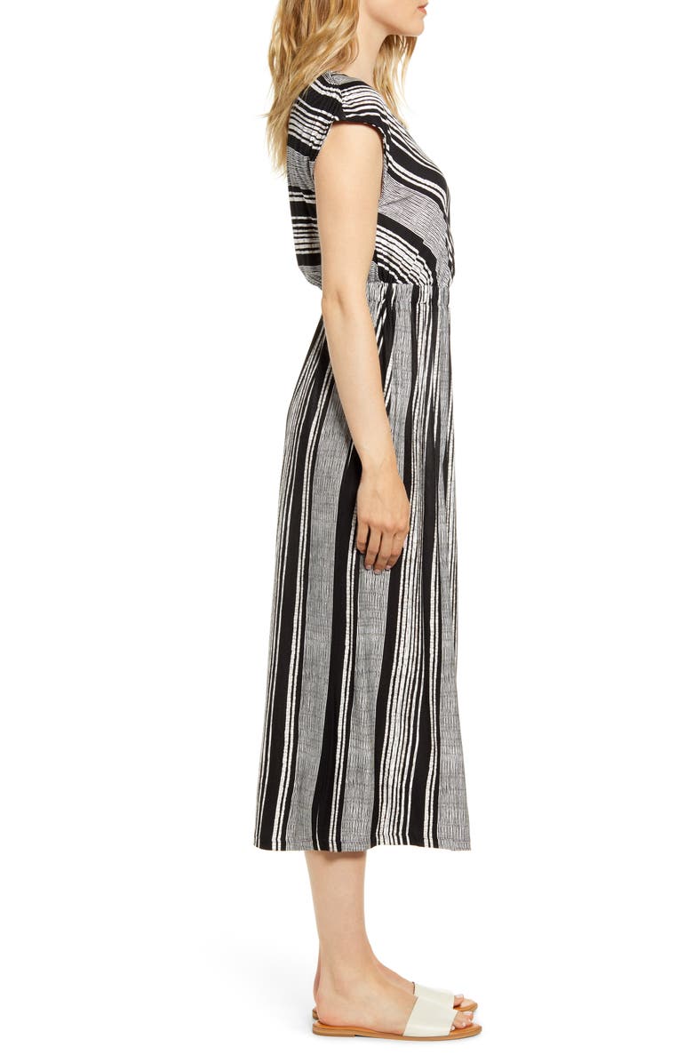Bobeau Danielle Variegated Stripe Jersey Midi Dress, Alternate, color, 
