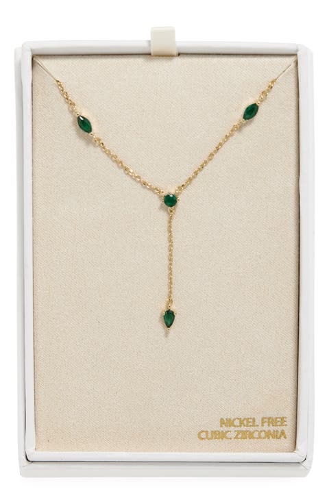 Cubic Zirconia Station Y-Necklace