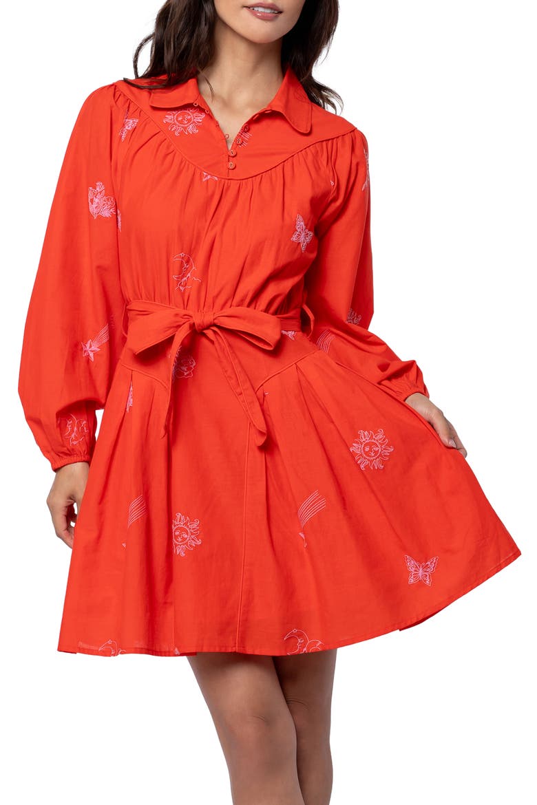 Zephyr Long Sleeve Minidress, Alternate, color, RED/ PINK