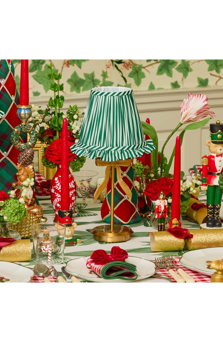 Mrs. Alice Forest Green Striped Ruffle Lampshade, Alternate, color, Green