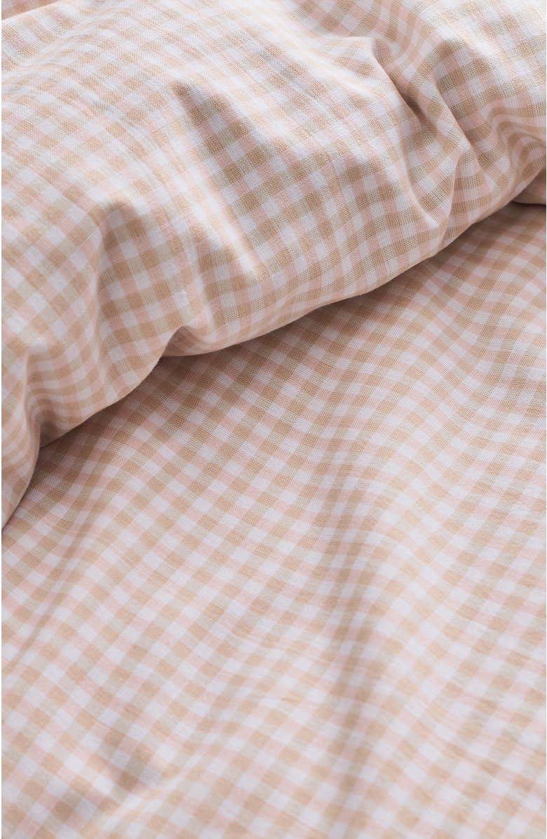 CHRISTY Gingham Yarn Dye Airy Cotton Duvet Cover Sets, Alternate, color, Pink