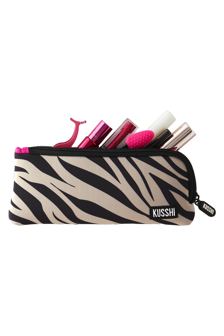 Cosmetics Pencil Case, Alternate, color, Zebra/Fuschia