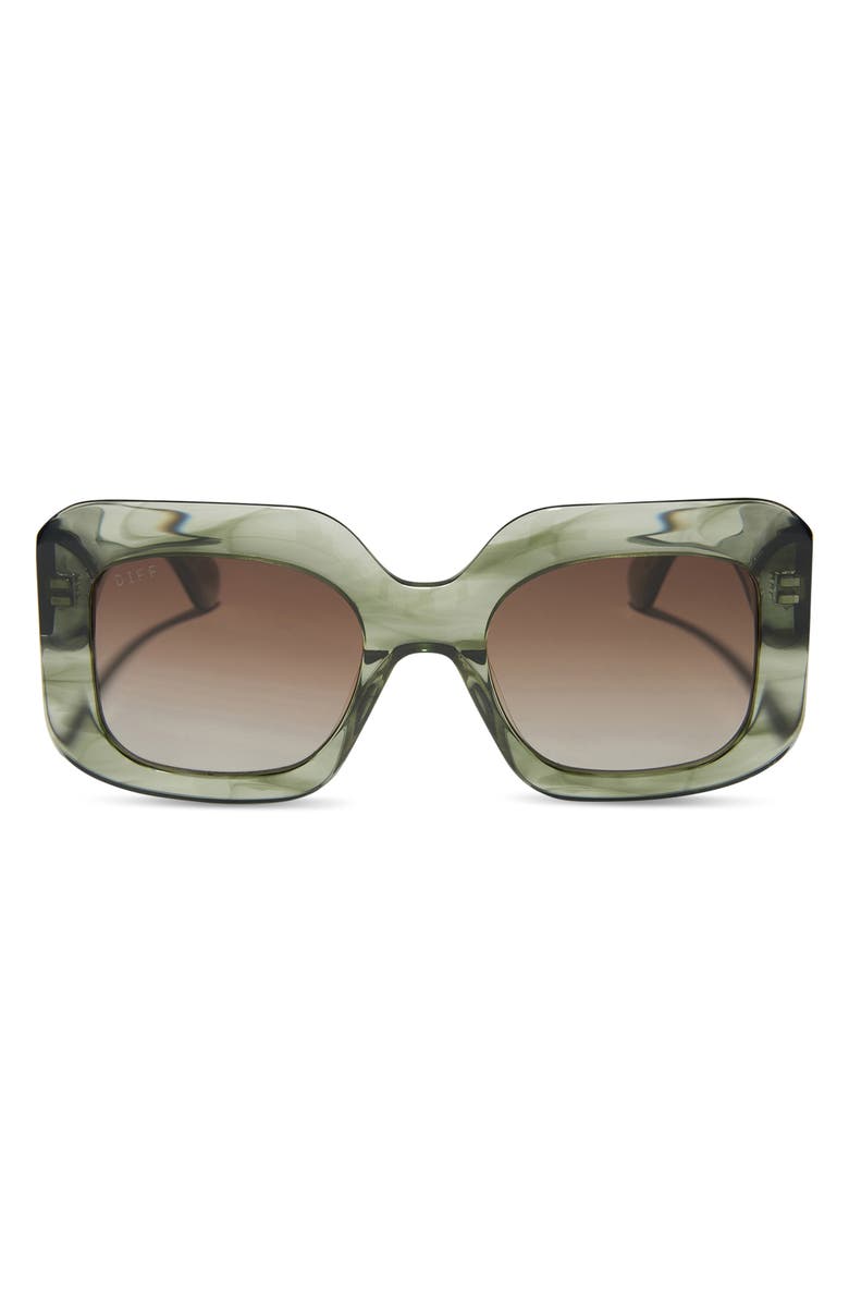 DIFF Giada 52mm Polarized Square Sunglasses, Main, color, Cool Matcha / Brown Gradient
