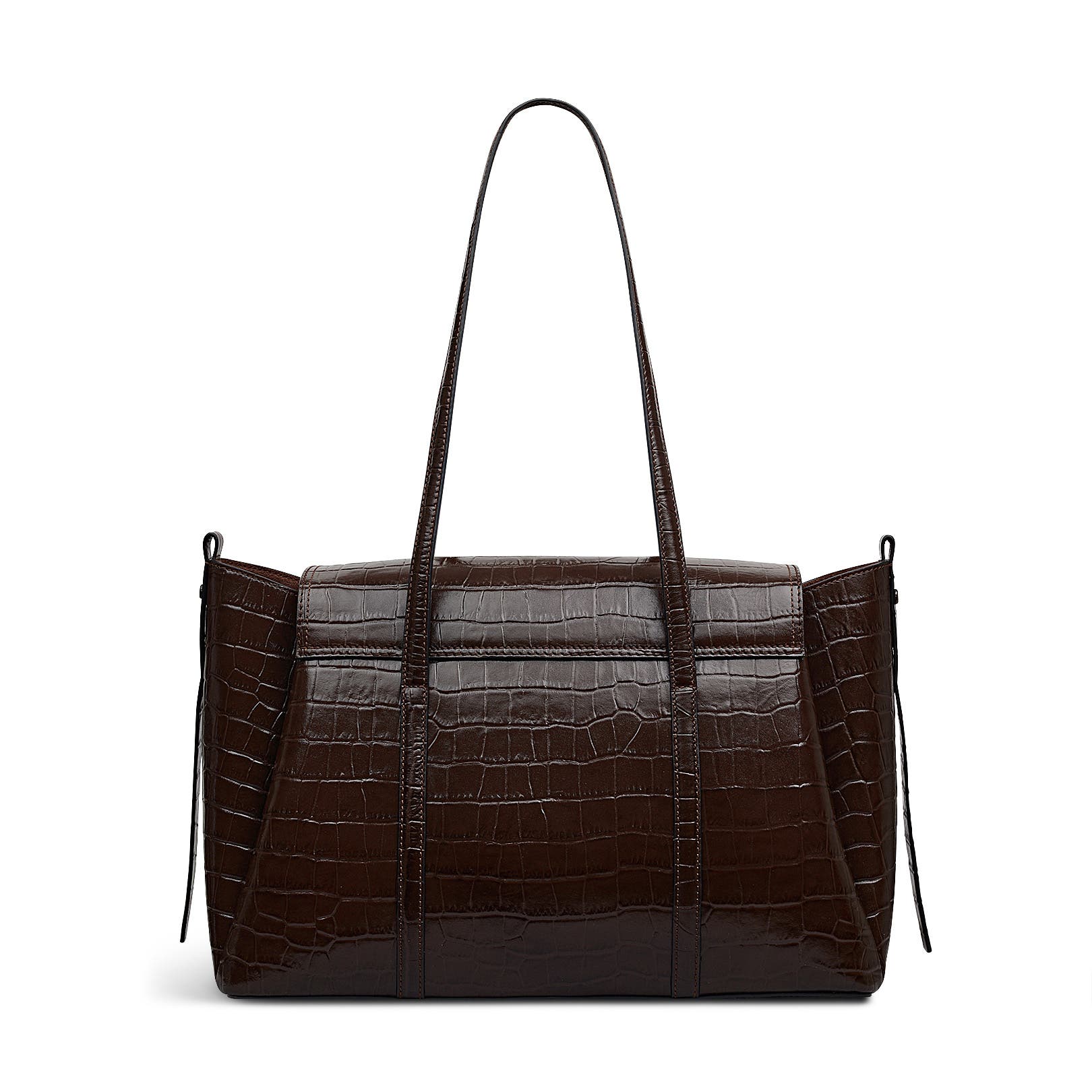 Radley The Chancery - Faux Croc Large Flapover Shoulder Bag, Alternate, color, Walnut