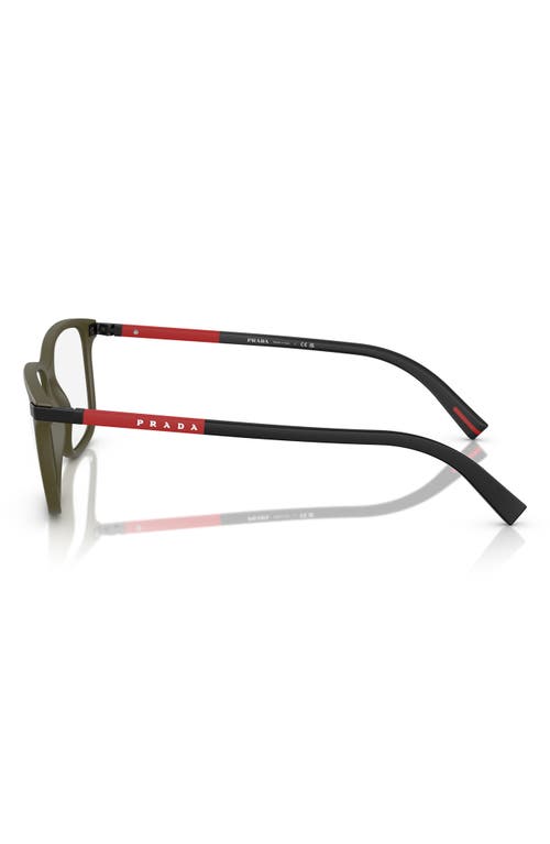 Prada Linea Rossa 56mm Pillow Optical Glasses In Military Green