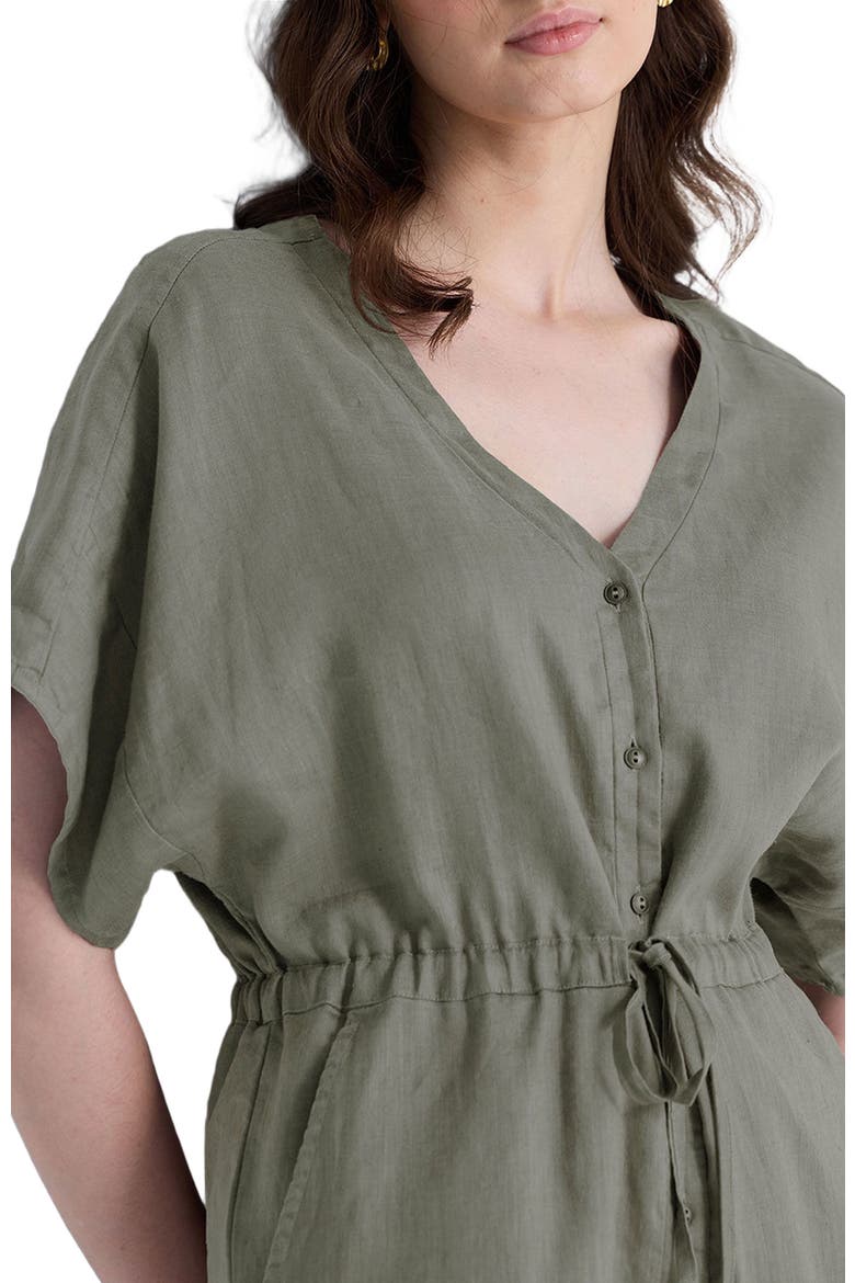 V neck Drawstring Romper, Alternate, color, Dark Green
