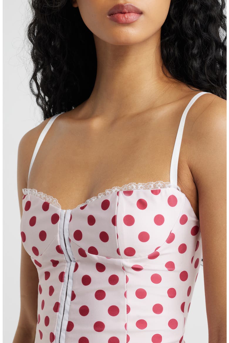 The Caroline Polka Dot Corset Top, Alternate, color, RED AND WHITE DOT