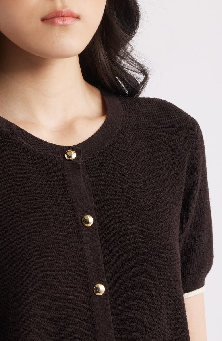 rag & bone Dina Tipped Short Sleeve Cotton Blend Cardigan, Alternate, color,