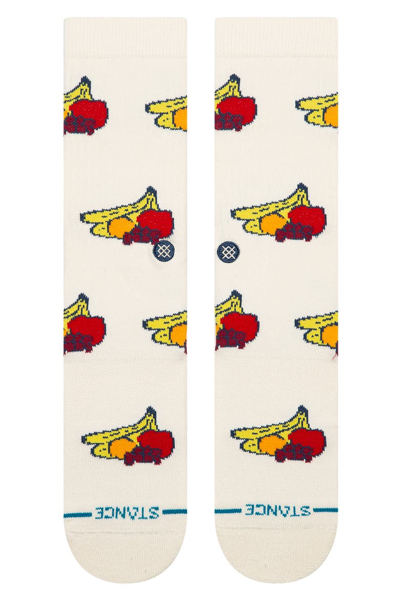 Fruits Combed Cotton Blend Crew Socks, Alternate, color, CANVAS