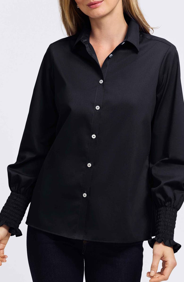 Foxcroft Avril Matte Sateen Button-Up Shirt, Main, color, Black