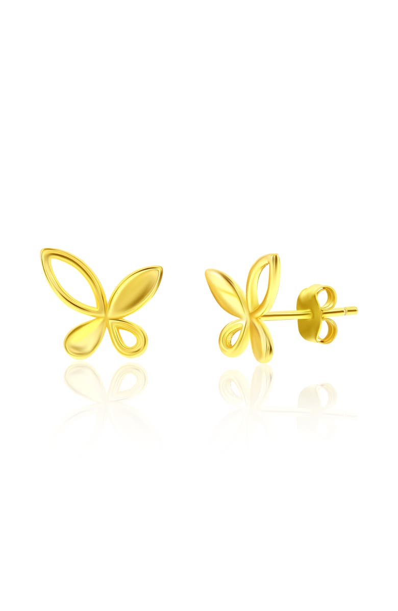 Donatello Gian Sterling Silver Gold Plated Butterfly Studs, Main, color, Gold