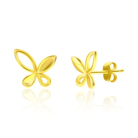 Sterling Silver Gold Plated Butterfly Studs