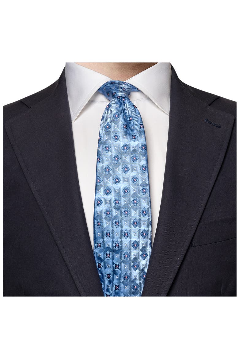 Neat Floral Medallion Silk Tie, Alternate, color, LT/ PASTEL BLUE