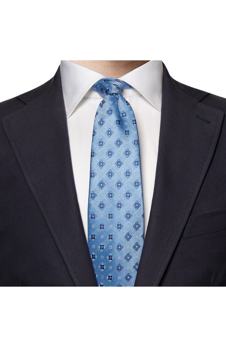 Eton Neat Floral Medallion Silk Tie, Alternate, color, 