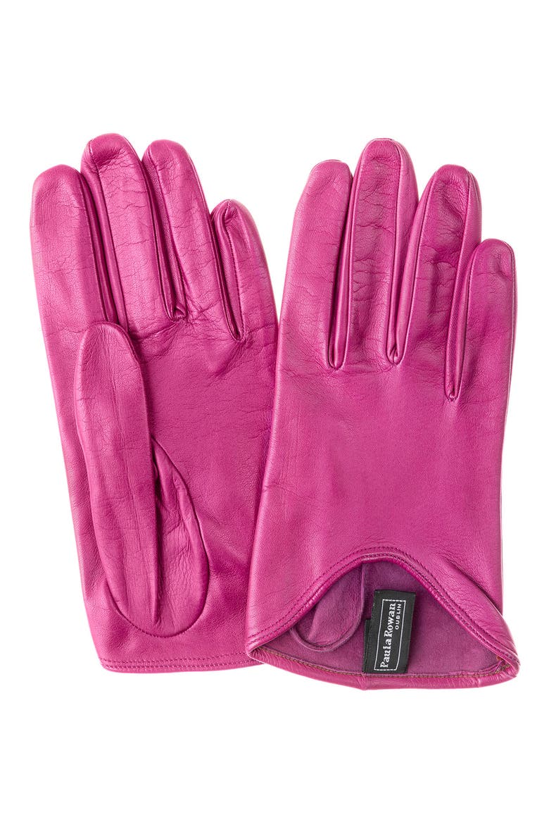 Stephanie Leather Gloves, Main, color, GERANIO