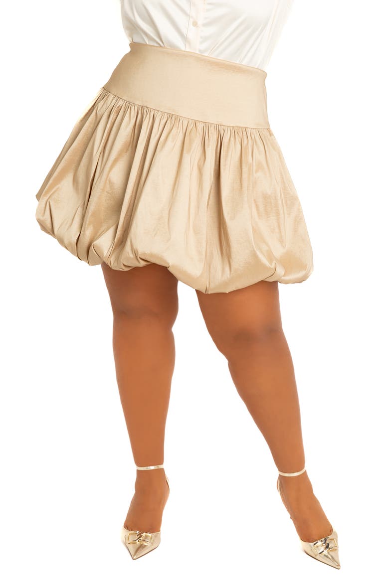 Bubble Hem Miniskirt, Main, color, CHAMPAGNE GOLD