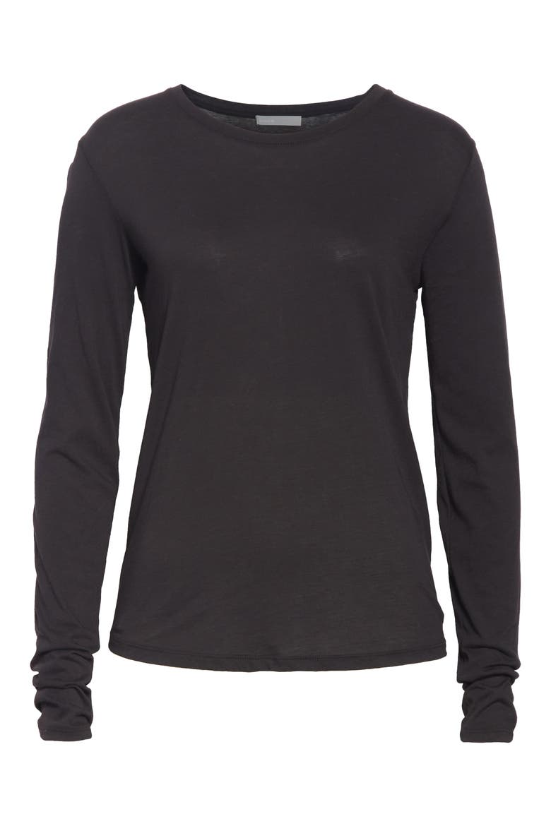 Essential Long Sleeve Crewneck Tee, Alternate, color, BLACK