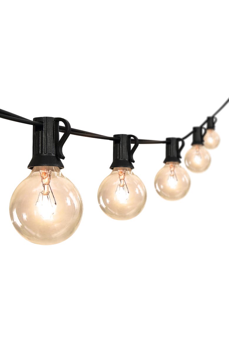 JONATHAN Y 25-Light Indoor/Outdoor Contemporary Rustic Incandescent G40 Bistro Globe Bulb String Lights, Main, color, Black