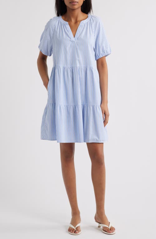 beachlunchlounge Alora Stripe Tiered Cotton Blend Dress in Light Sail  product