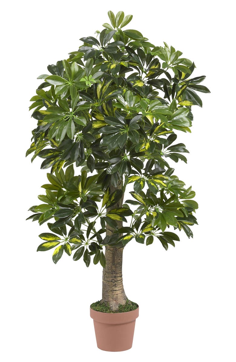 NEARLY NATURAL Schefflera Silk 4ft. Tree, Main, color,